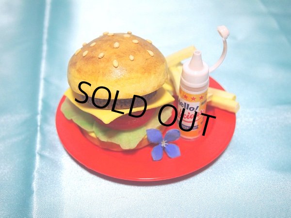 画像1: ミニチュア食品サンプル　ドールハウス ハンバーガー＆メモスタント　赤　大