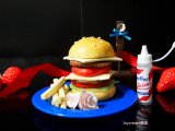 画像: ミニチュア食品サンプル　ドールハウス ハンバーガー＆メモスタント　青　大