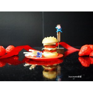 画像: ミニチュア食品サンプル　ドールハウス ハンバーガー＆メモスタンド　赤　小