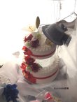 画像17: 食品サンプル　ウェディング　ダミーケーキ　2段　出発（たびだち）　ベール＆帽子　撮影小物