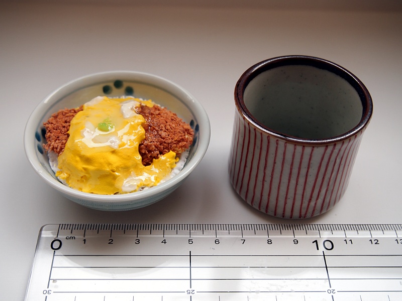 画像: 食品サンプル　ミニ　和食　かつ丼セット　撮影小物・ショップディスプレイ　お供えにも！