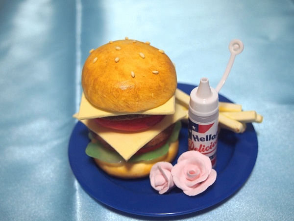 画像2: ミニチュア食品サンプル　ドールハウス ハンバーガー＆メモスタント　青　大