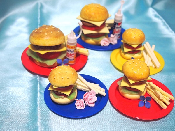 画像: ミニチュア食品サンプル　ドールハウス ハンバーガー＆メモスタント　赤　大