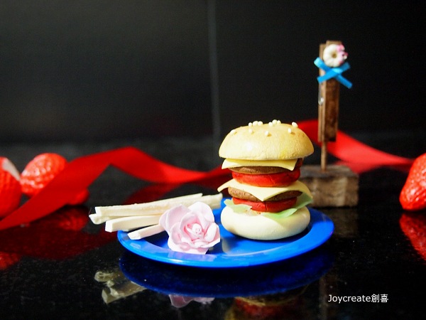 画像1: ミニチュア食品サンプル　ドールハウス ハンバーガー＆メモスタント　青　小